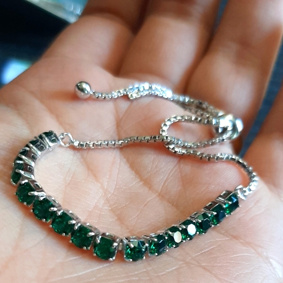 Emerald Swarovski Sterling Silver Bracelet - Picture 3 of 8